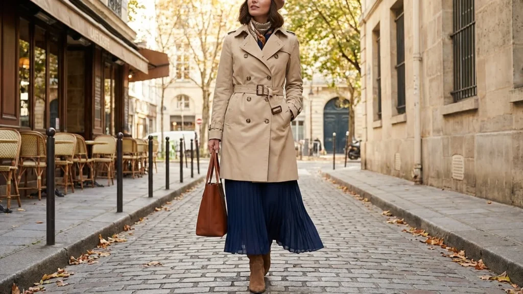 Classic Belted Trench & Maxi Skirt
