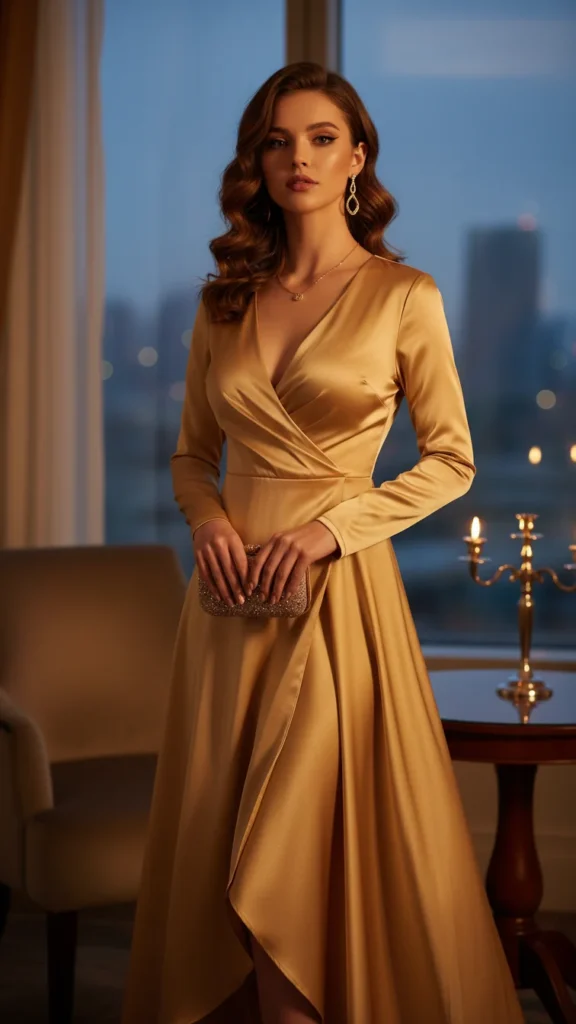 Satin Wrap Dress
