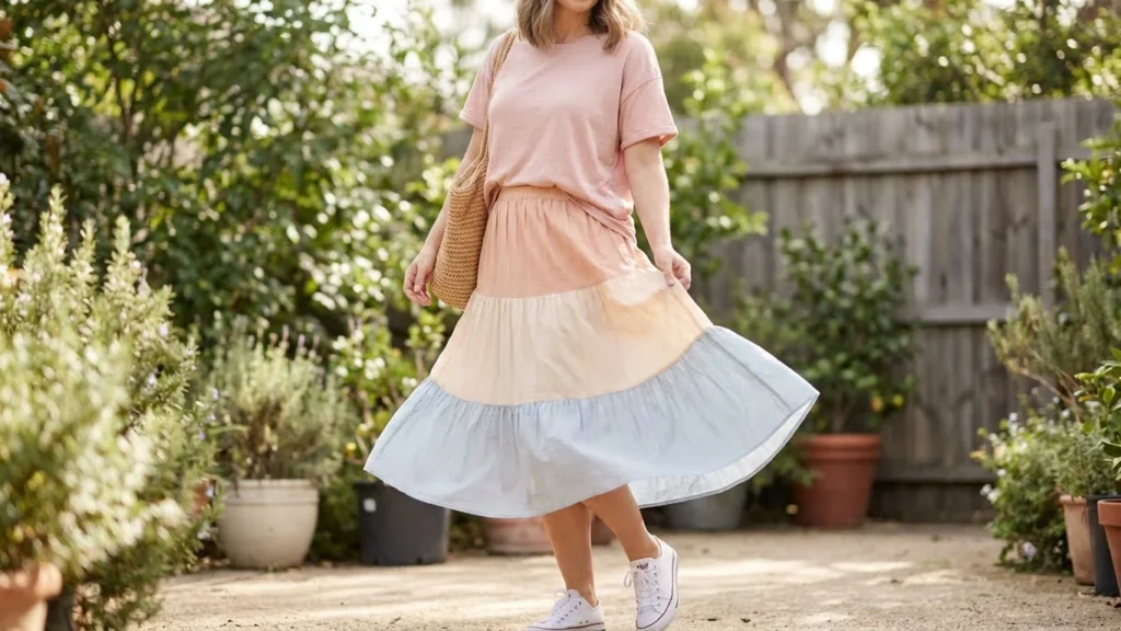 Tiered Midi Skirt